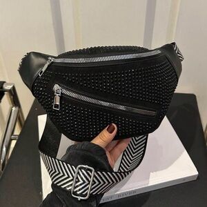 Black Studded Women's Bag Crossbody Fanny pack Belt Bag